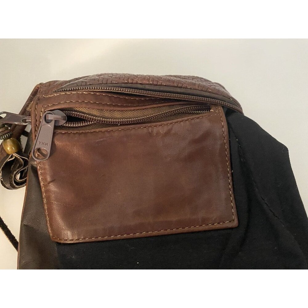 Vintage Brown Tooled Leather Cross Body Purse Handbag Shoulder Bag Tassel 9"x6" - Picture 14 of 16